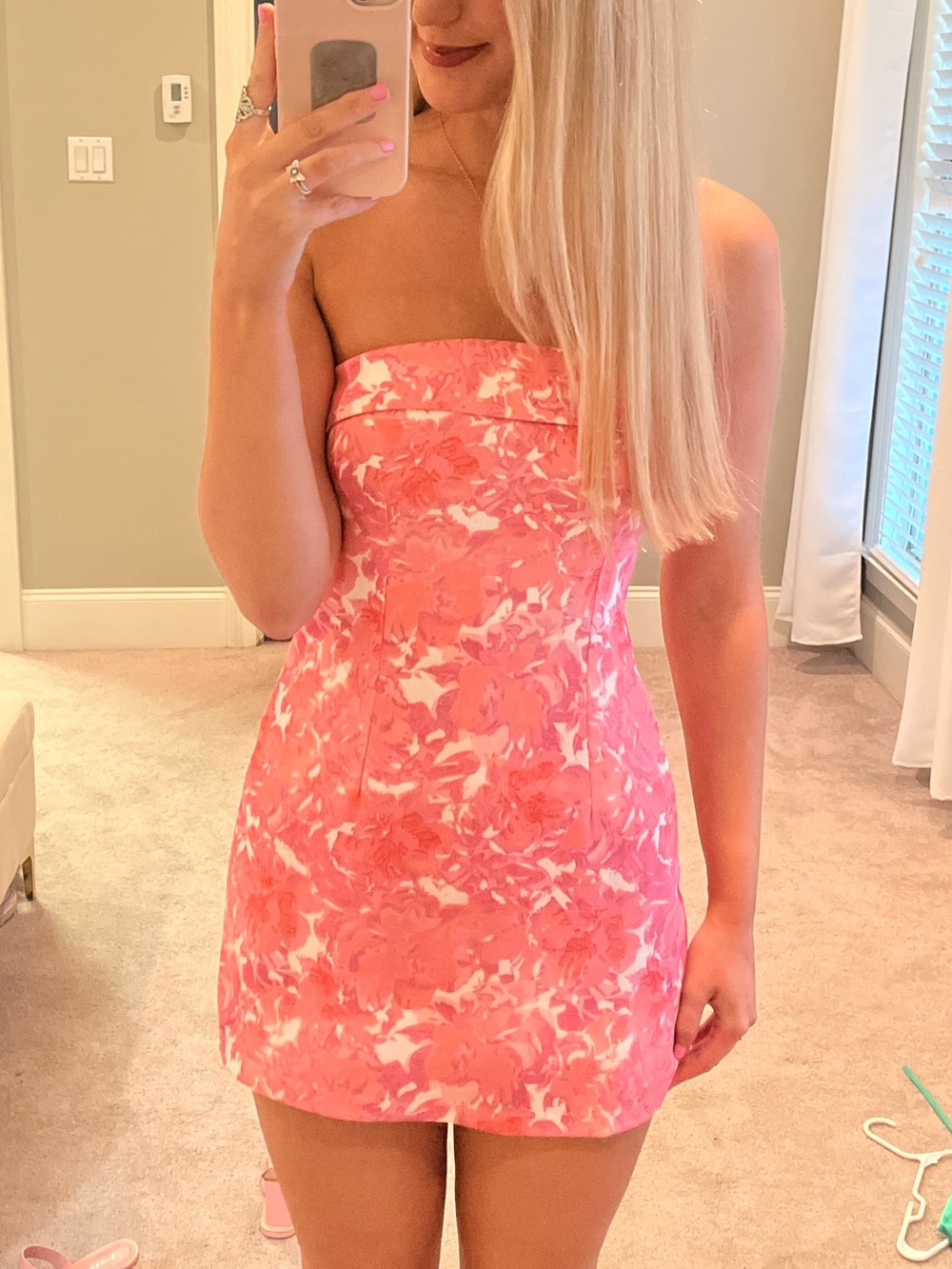 Strapless Pink Floral Romper
